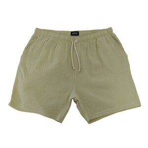 Massive Mens XL Beige Textured Cotton Shorts With Drawstring Waist & Pockets.